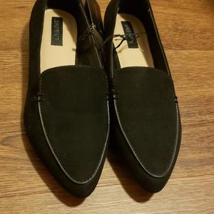 Black loafer flats